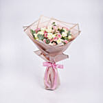 White And Pink Baby Roses Bunch