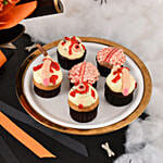 Witch Hat Halloween Flowers Bouquet With Blood Cupcakes