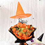 Witch Hat Halloween Flowers Bouquet With Hat Cake