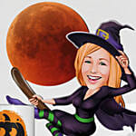 كاريكاتور الساحرة و مج هلوين