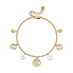 Cerruti 1881 Gold Plated Charms And Pearl Bracelet