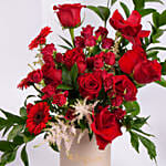 Luxury Red Roses And Gerberas Flower Box Gift