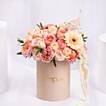 Peach And Pink Roses Luxury Flower Box