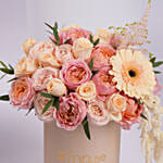 Peach And Pink Roses Luxury Flower Box