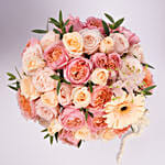 Peach And Pink Roses Luxury Flower Box