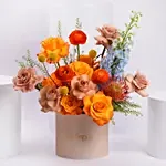 Sunset Ranunculus And Rose Floral Box Gift