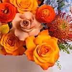 Sunset Ranunculus And Rose Floral Box Gift