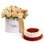 Golden Hour Bloom Box with Red Velvet Cake Combo