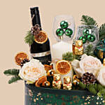 Luxury Christmas Wine And Floral Gift Hamper