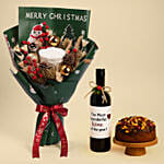Festive Wine and Nuts Fruit Cake Gift Set