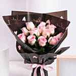 Valentines Rose Bouquet With Love Led Frame