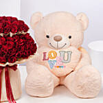 Valentines 100 Red Roses With 5Ft Teddy Bear