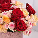 فازة ورد جوري ملون للفالنتاين