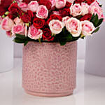 فازة ورد الفالنتاين أحمر ووردي