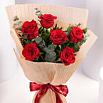 Valentine Special 6 Red Roses Bouquet