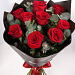 Romantic Valentine 9 Red Roses Classic Bouquet