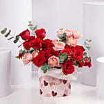 Valentine Special Red and Pink Roses Arrangement
