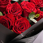 Valentines 18 Red Roses Bouquet in Black Wrap