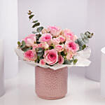 Valentines Blush Pink Rose Flower Box Arrangement