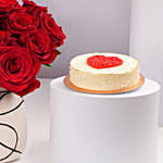Red Bloom Arrangement And Cake Combo