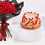Red Roses And Valentine Calendar Cake