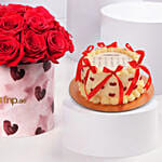Romantic Red Roses Arrangement With Cake