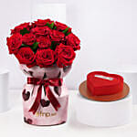Luxury Red Roses With Heart Cake