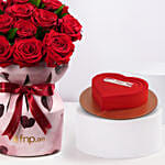Luxury Red Roses With Heart Cake