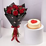 Elegant Red Rose And Red Velvet Cake