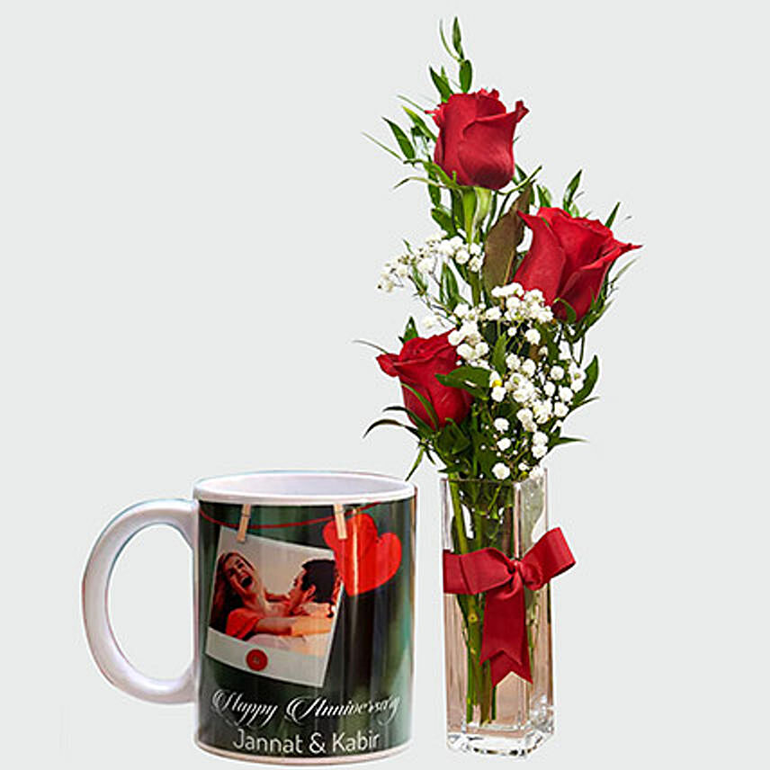 Lovable Roses And Personalised Mug