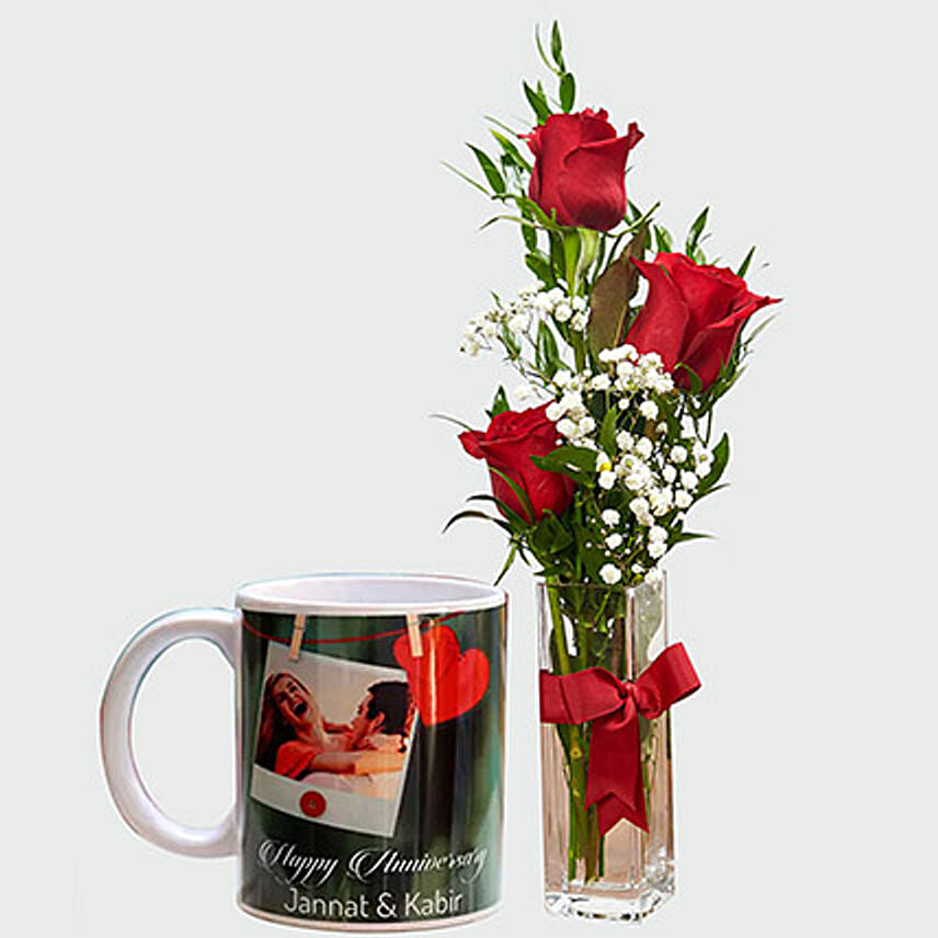 Lovable Roses And Personalised Mug