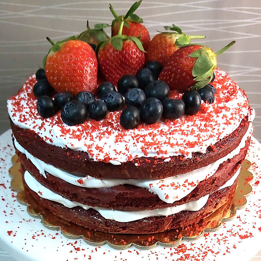 Red Velvet Berry Cream Cake