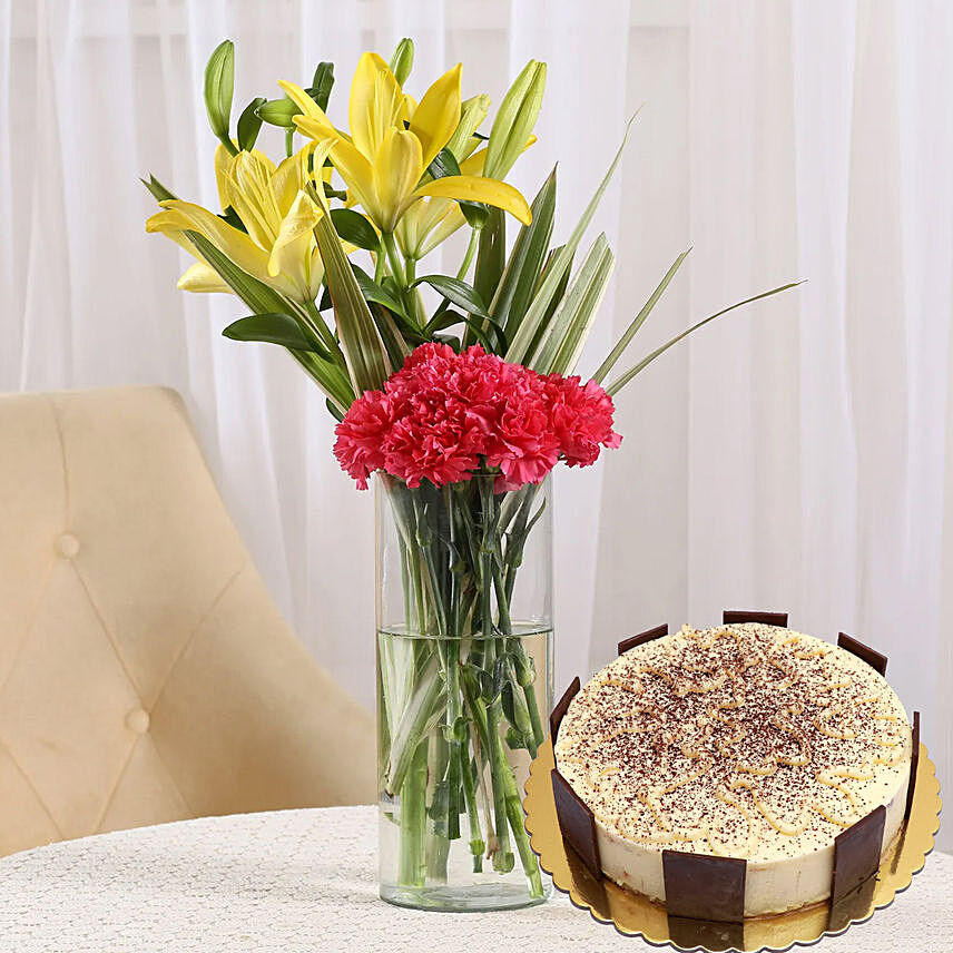 Happy Flowers & Tiramisu Cake 4 Portions