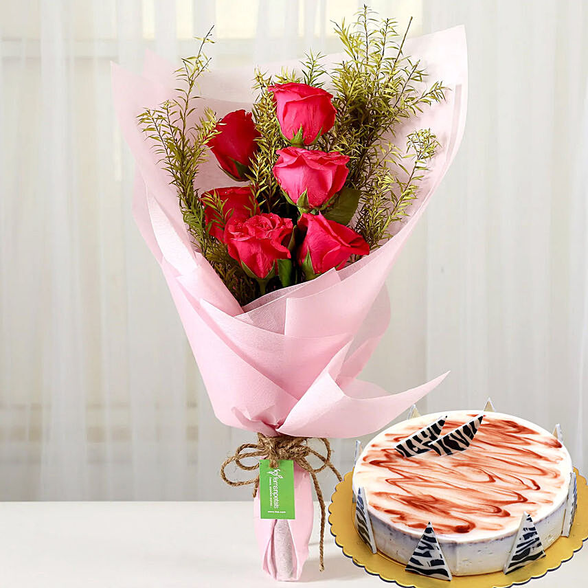 Pink Roses & Choco Vanilla Cake 12 Portions