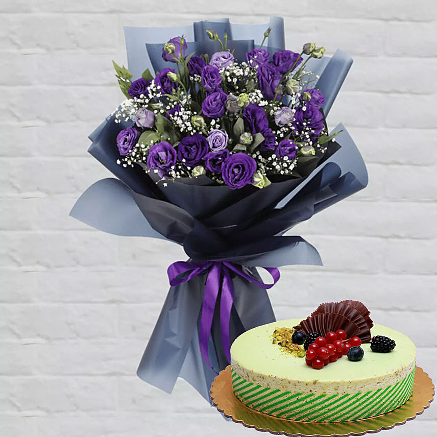 Purple Lisianthus & Kifaya Cake 4 Portions