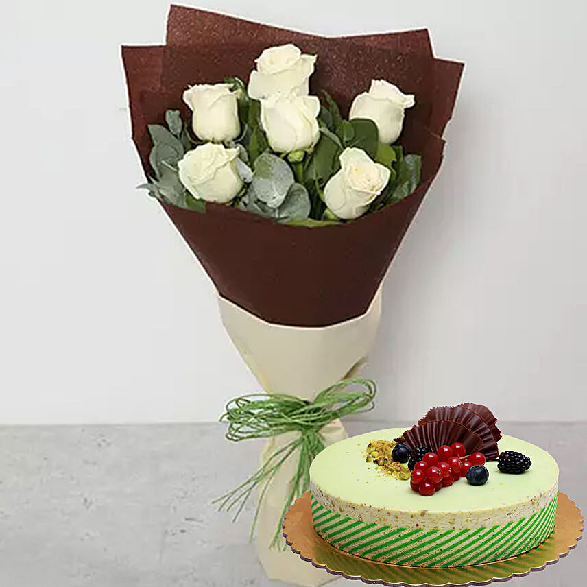 White Roses & Kifaya Cake 4 Portions