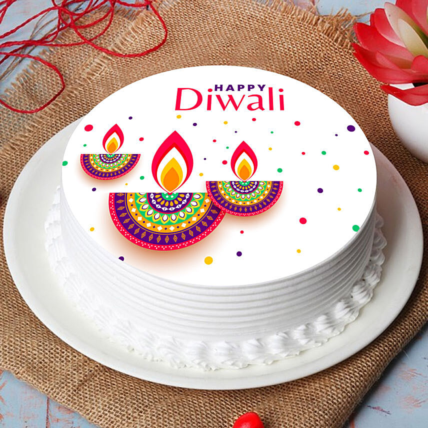 Diwali Diyas Print Cake