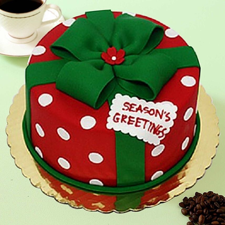 Christmas Greetings Theme Cake 16 Portions Chocolate