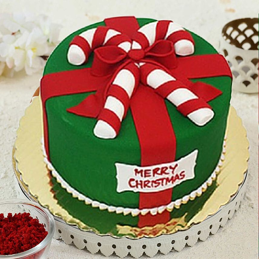 Merry Christmas Theme Cake 12 Portions Vanilla