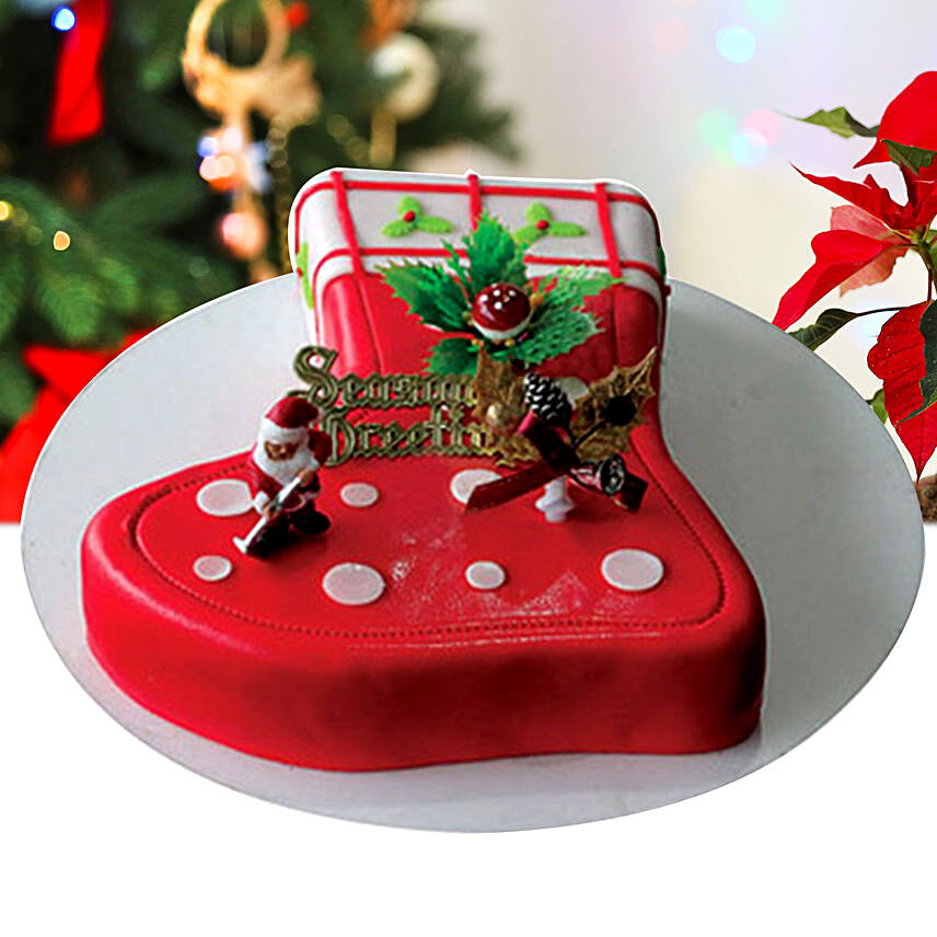 Season's Treat Christmas Theme Cake 8 Portions Vanilla