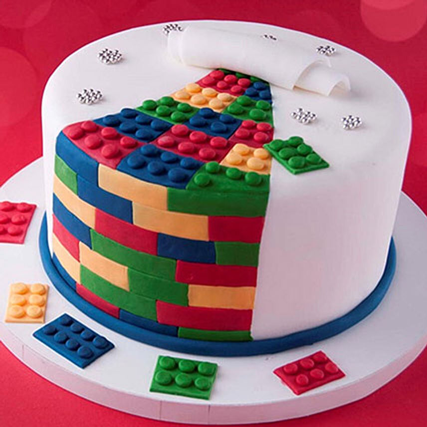 The Lego Blocks Theme Cake 8 Portions Vanilla