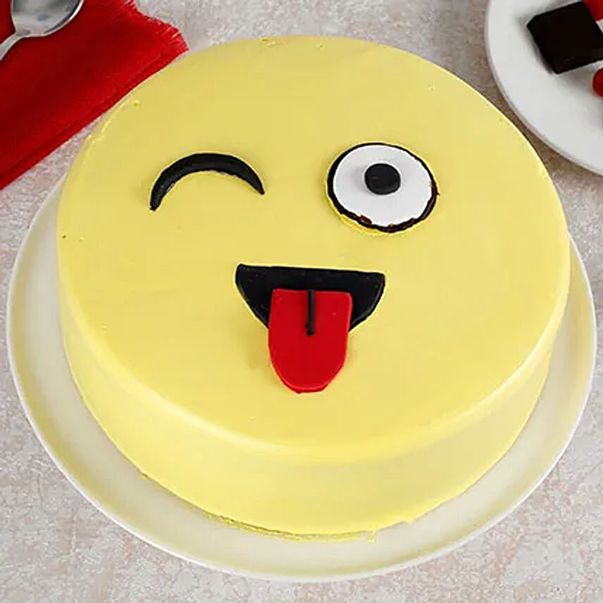 Wink Emoji Semi Fondant Cake 1 Kg