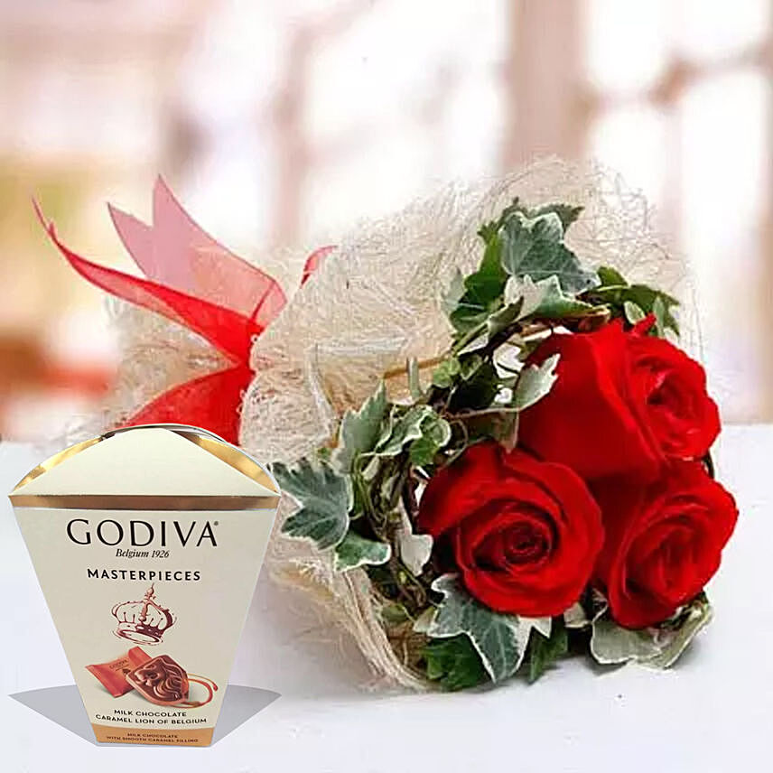 Valentine Roses & Godiva Chocolates