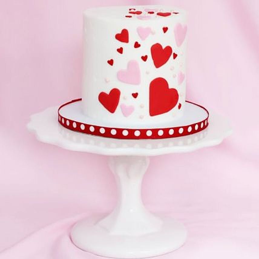 Red & Pink Heart Chocolate Cream Cake 1.5 Kg