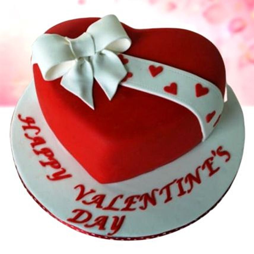 Valentines Bow Red Velvet Fondant Cake Half Kg