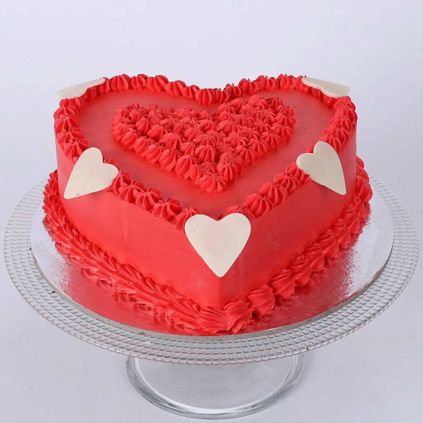 Floral Red Heart Cake 1.5 Kg