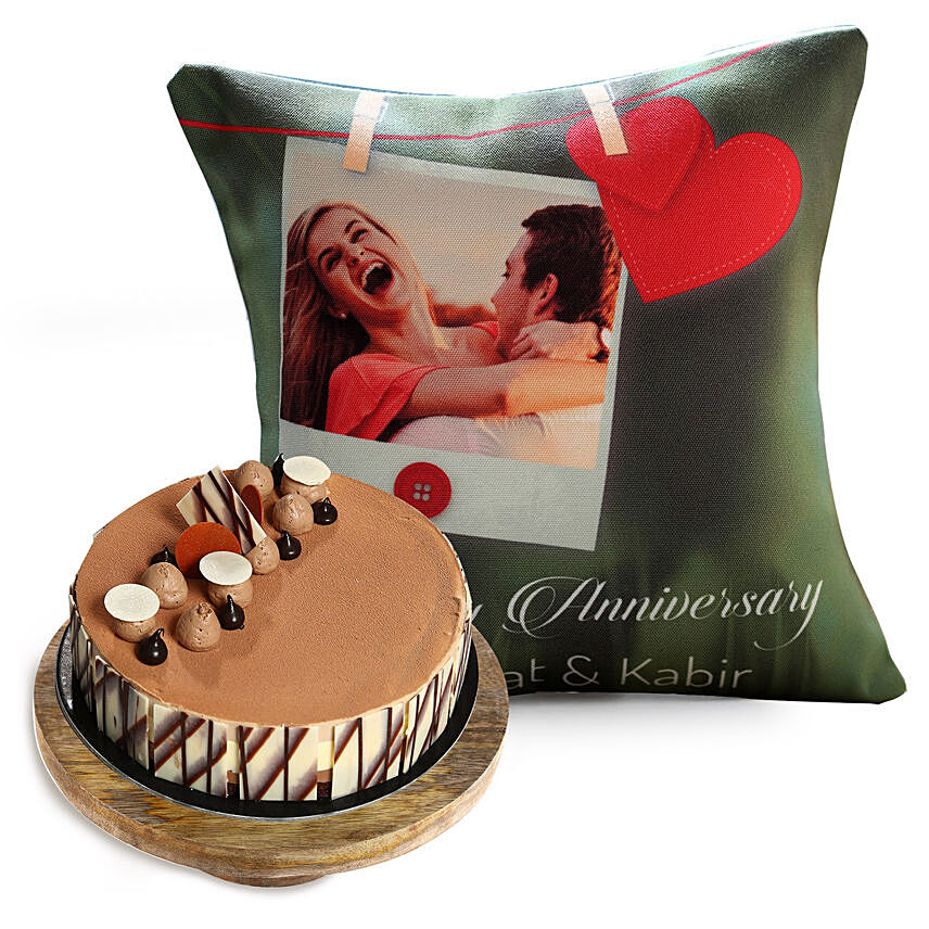 Triple Choco Cake And Anniversary Cushion