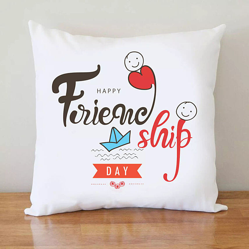 Friendship Day White Cushion