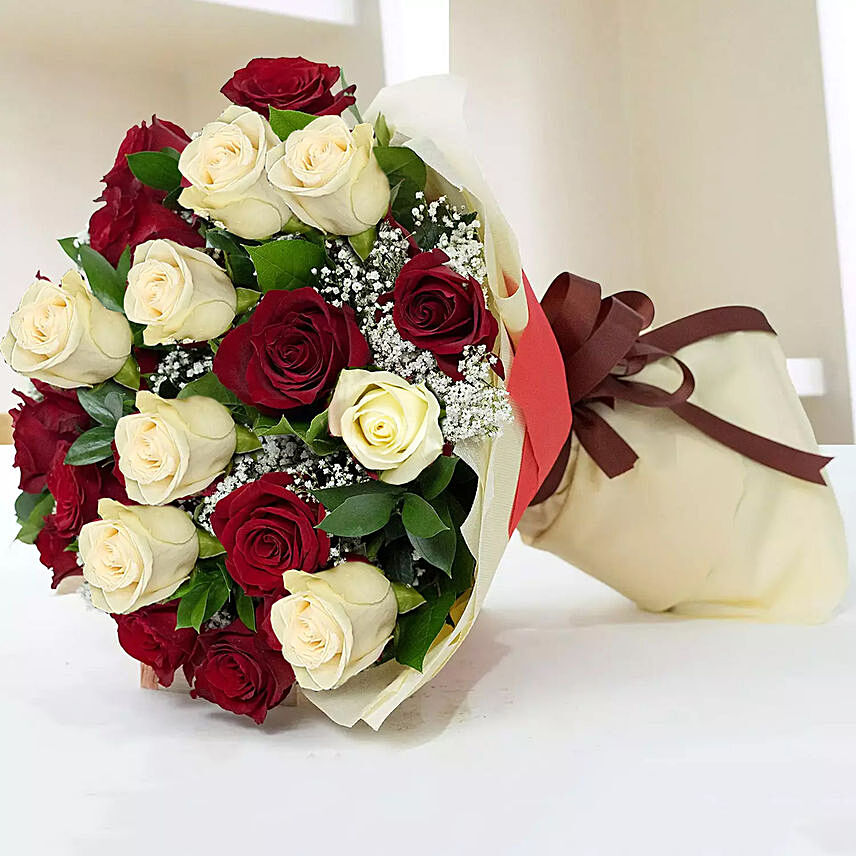 Beauty Of Red N White Twenty Roses