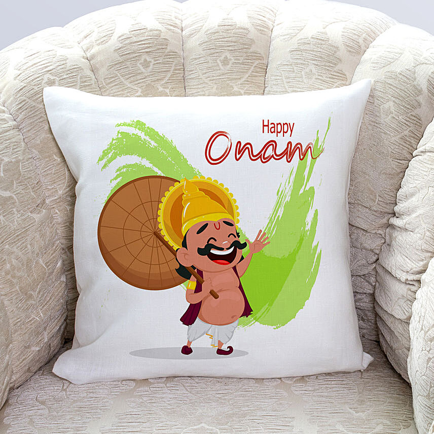 Happy Onam King Mahabali Printed Cushion